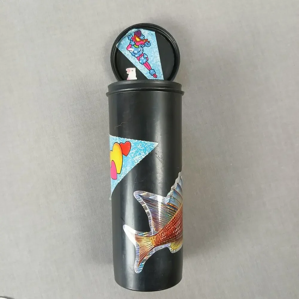 Set of 17 G-rated POGS + tube holder case VTG 90s cartoon animals religion